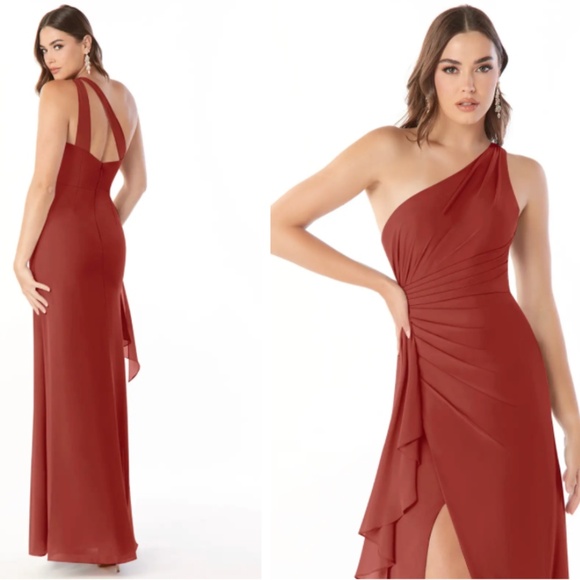 Azazie Maive Dress Chiffon Terracotta - Picture 8 of 9